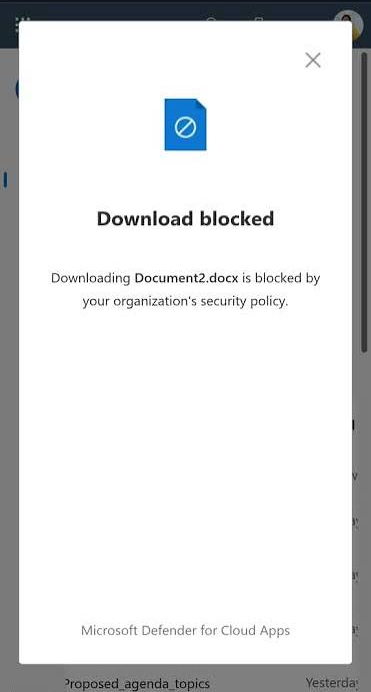 Microsoft Defender for Cloud Apps — Download Blocked