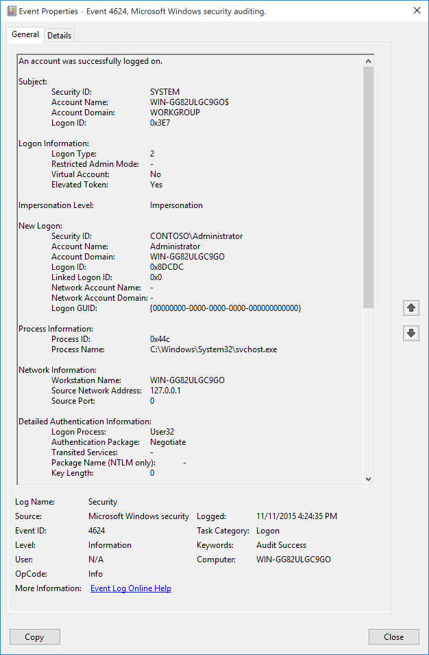 Windows Event 4624 — Interactive Logon Properties