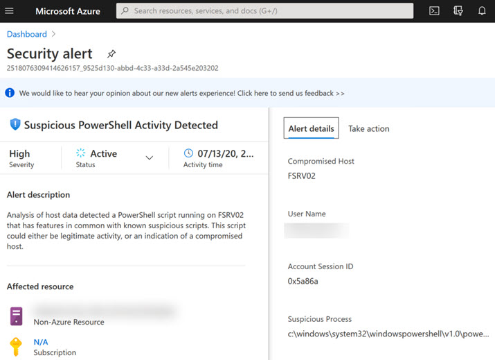 Defender Security Alert — Suspicious PowerShell Activity