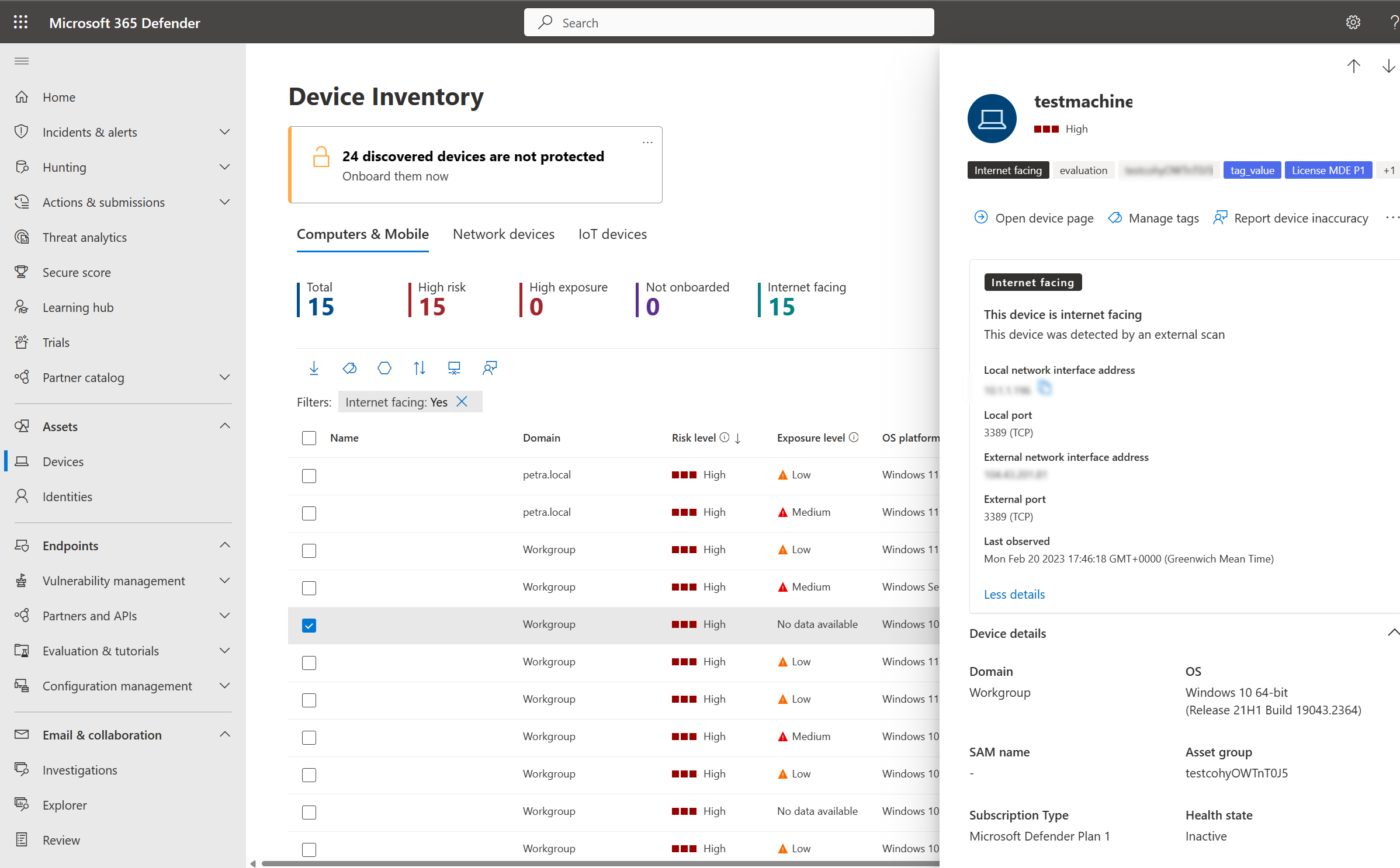 Defender Device Inventory / Scoping View