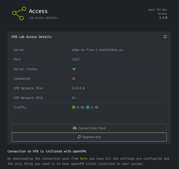 User dashboard