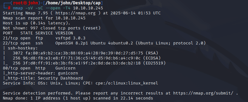 Nmap scan results