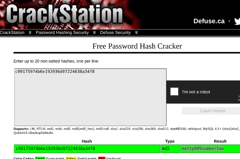 Hash cracking