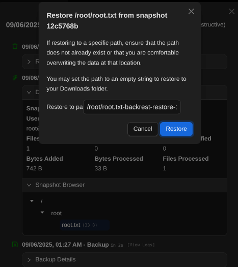 Flag restore