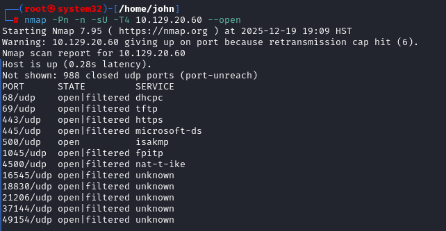 Nmap UDP scan