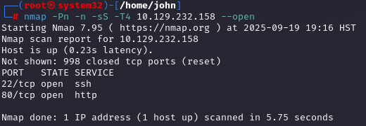 Nmap quick scan