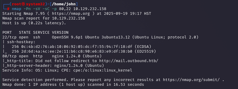 Nmap service scan