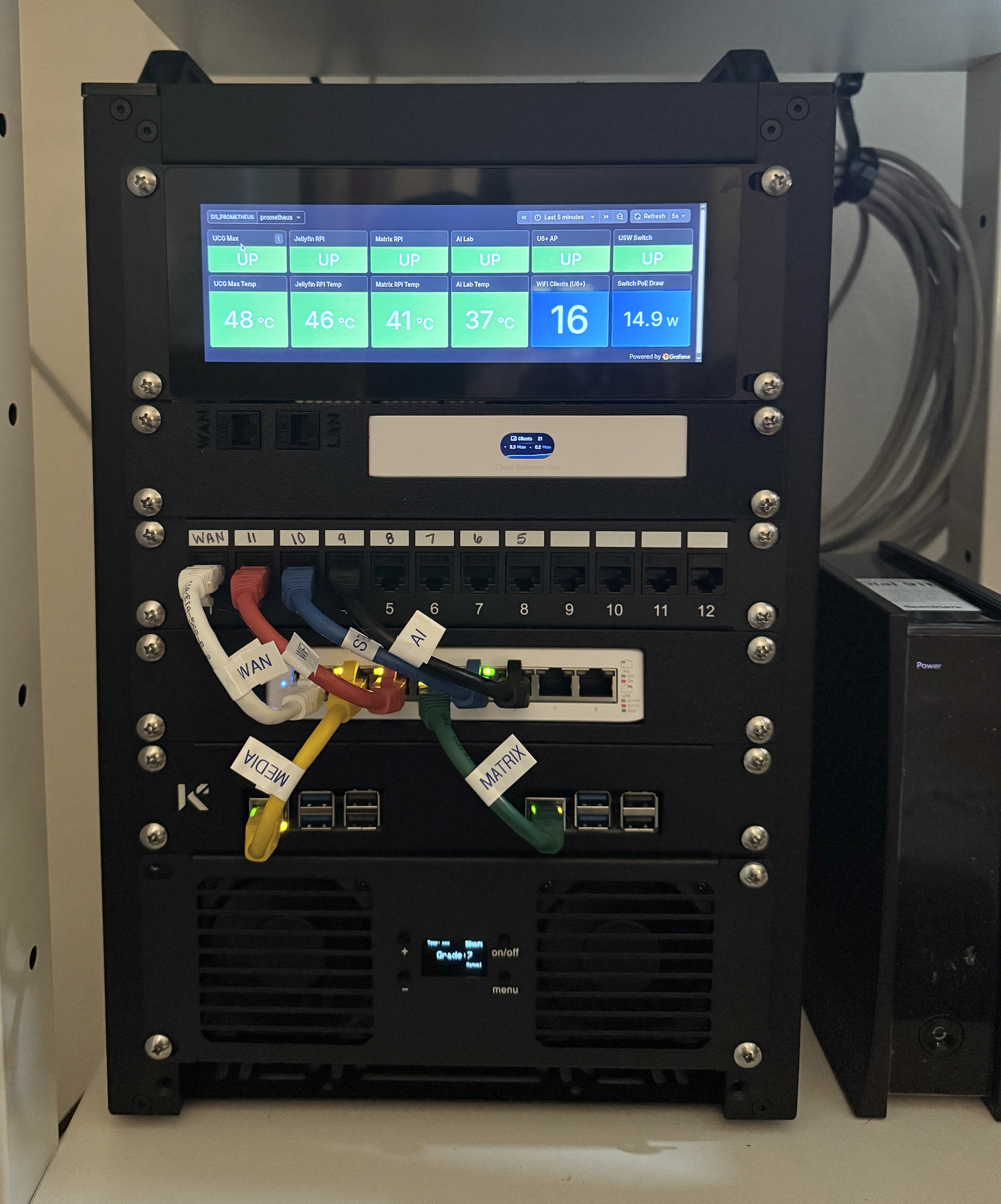 Close-up of new rack build