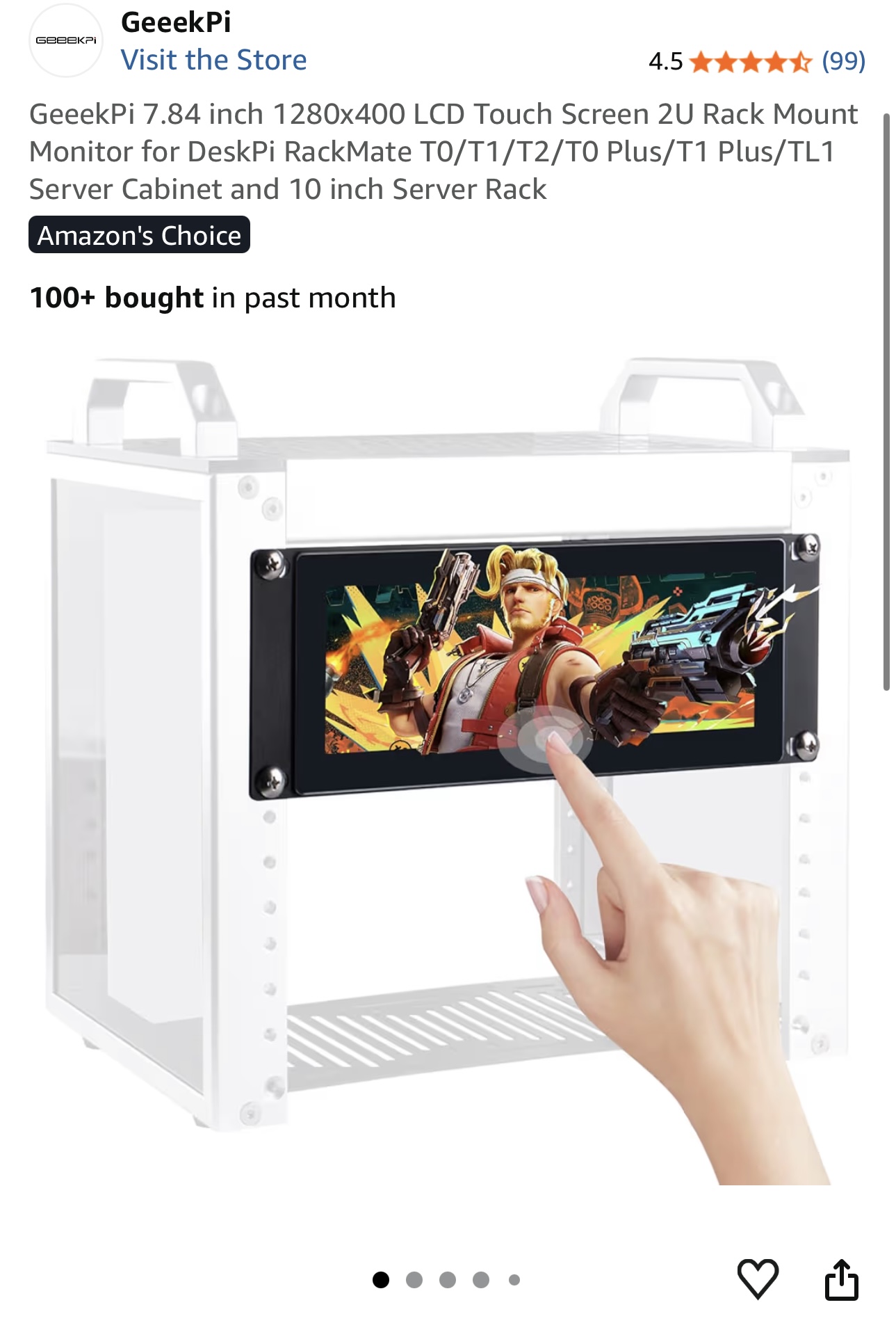 Rack-mounted touchscreen display
