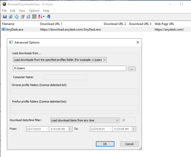 BrowserDownloadsView Advanced Options