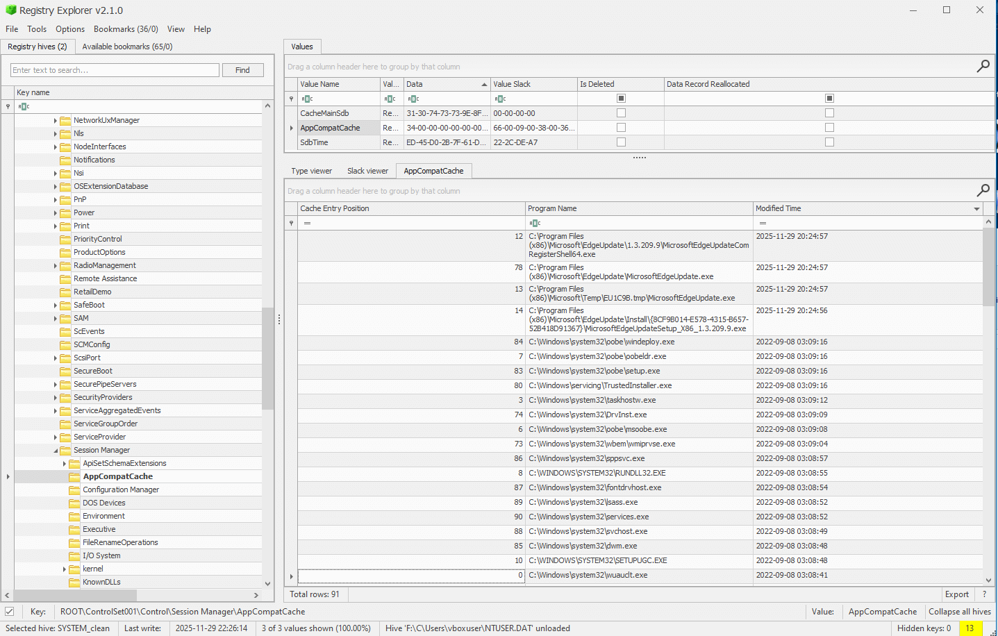 ShimCache in Registry Explorer, sorted by modified time, no AnyDesk