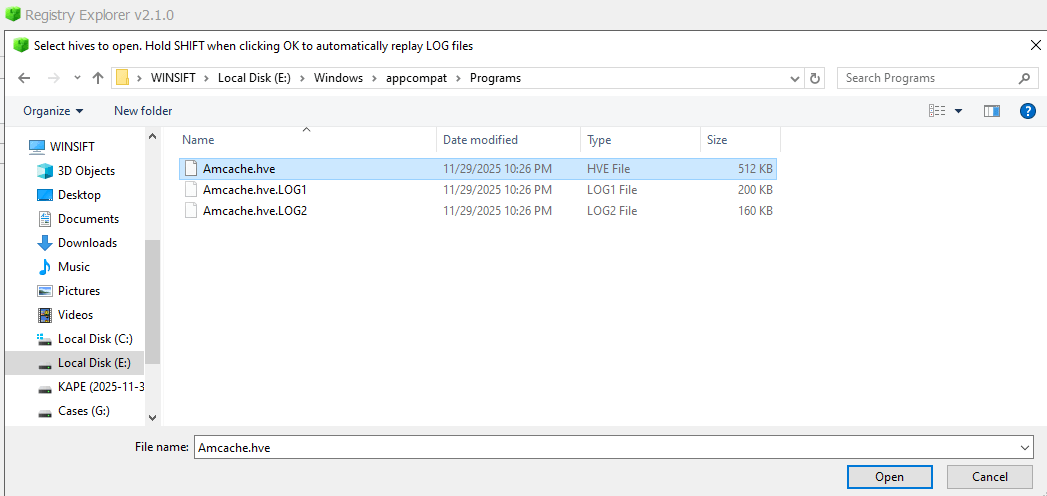 AmCache.hve in Registry Explorer, no AnyDesk entries