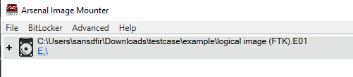 Mounting logical image with Arsenal and triage VHDX